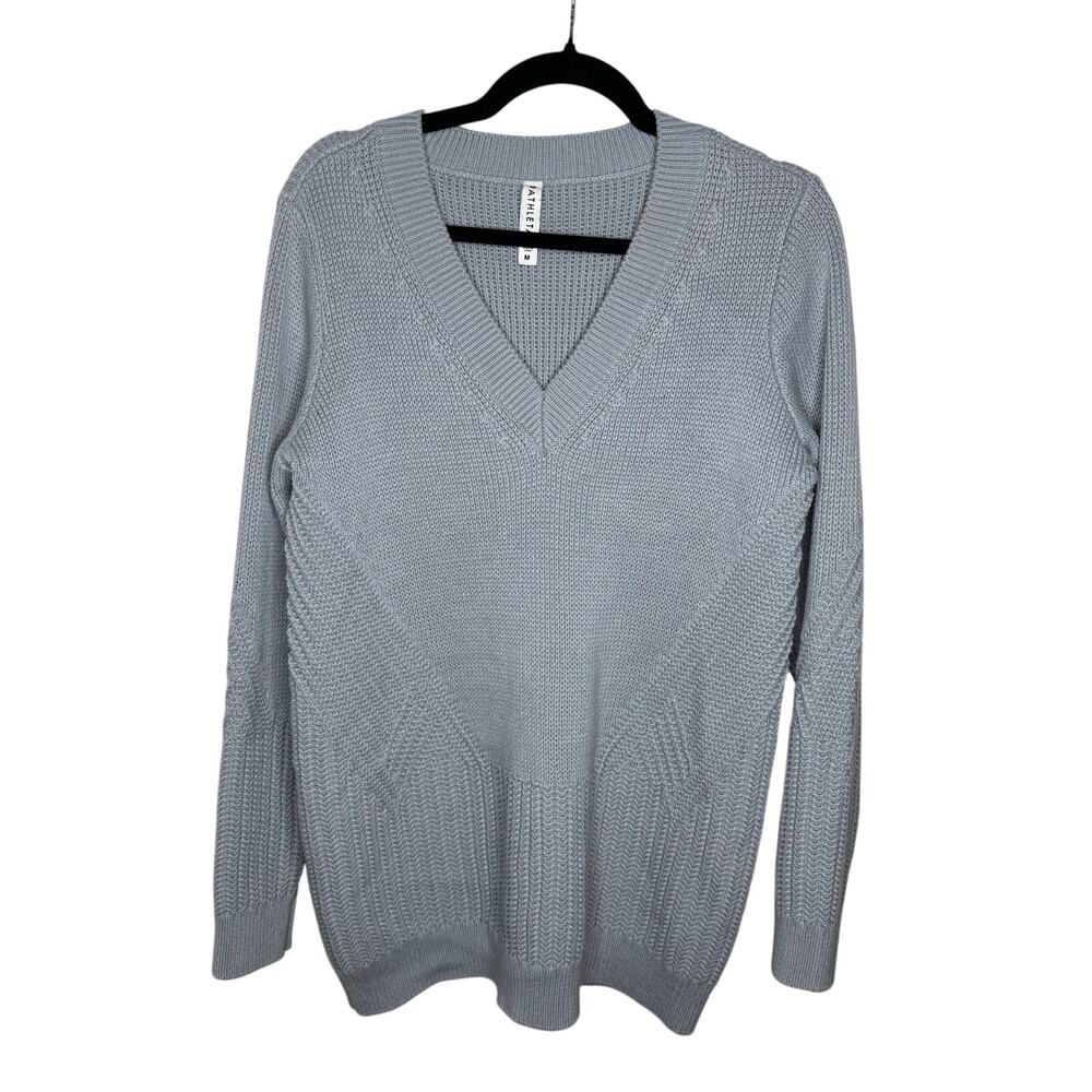 Athleta Teton Sweater Women's Medium Gray Ribbed Cotton Blend Long Sleeve